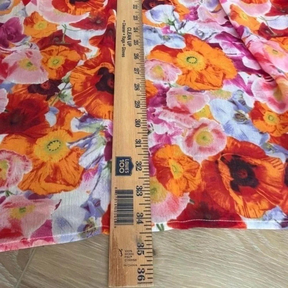 Aerie Chiffon Sheer Floral Kimono‎ Swim Cover Up Orange Pink Beach Resortwear OS